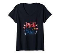 Révélation du Sexe Rose ou Bleu « We Love You Baby Celebration » T-Shirt avec Col en V, Femme, Noir, XL