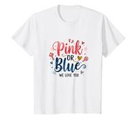 Révélation du Sexe Rose ou Bleu « We Love You Baby Celebration » T-Shirt, Enfant, Blanc, 4 Ans