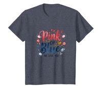 Révélation du Sexe Rose ou Bleu « We Love You Baby Celebration » T-Shirt, Enfant, Bleu Chiné, 4 Ans