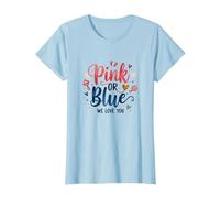 Révélation du Sexe Rose ou Bleu « We Love You Baby Celebration » T-Shirt, Femme, Bleu Céleste, XXL