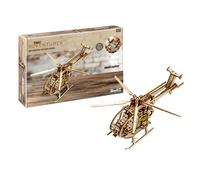 Revell Tiny Adventures 00611 - Hélicoptère - Maquette en bois à l'échelle 1/30 - avec moteur Pull Back & Go - Largeur du rotor 30 cm