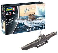 Revell 05154 Kit De 12 Modélisme German Submarine Type VII C/41 L'échelle 1 : 350, Niveau 4