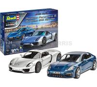 Revell Coffret cadeau Maquettes Porsche Spyder & Panamera 2 – 2 modèles à construire – Échelle 1/24