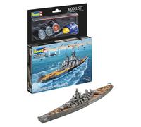 Revell 65183 Battleship USS New Jersey Kit de modélisme en plastique non construit/non peint à l'échelle 1:1200 avec colle professionnelle Contacta, pinceau et peintures Aqua Color sélectionnées