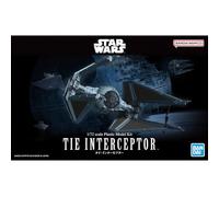 Revell (Bandai Original 01212 Star Wars TIE Interceptor 1/72 Kit Maquette Plastique Déconstruit/Précollé/ClipTogether Non Collé avec Base de Présentation, Gris