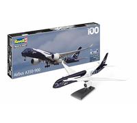 Revell Coffret cadeau 05612 A350-900 - Lufthansa 100 ans, échelle 1/144, kit de maquette en plastique non construit avec accessoires