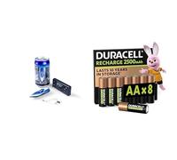 Revell Control Mini RC Speedboat Bleu, 2.4GHz, 7,5cm, & Duracell AA Rechargeables 8 pcs, 2500mAh