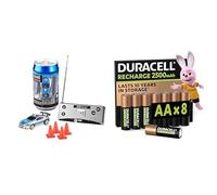 Revell Control Mini RC Voiture Police, 1:43, & Duracell AA Rechargeables 8 pcs, 2500mAh