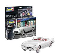 Revell Kit de modélisme 67718 '53 Chevrolet® Corvette® Roadster à l'échelle 1:24 en plastique non construit/non peint avec colle professionnelle Contacta, pinceau et peintures Aqua Color sélectionnées