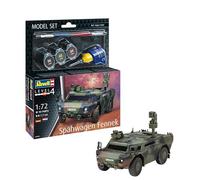 Revell Spähwagen Fennek 63356 Kit de maquette en plastique non construit/non peint à l'échelle 1:72 avec colle professionnelle Contacta, pinceau et peintures Aqua Color sélectionnées