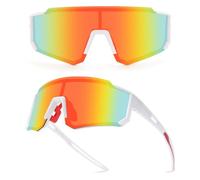 Revemo Lunettes de soleil de sport polarisées pour hommes et femmes, baseball, cyclisme, randonnée, UV400, A2, blanc, orange, m