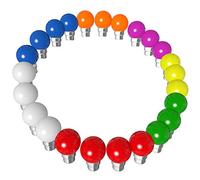 Rêvenergie Lot 24x Ampoules Led B22 1W Guirlande Rouge, Jaune, Verte, Orange, Rose, Bleu, Blanc Incassable (24x Rouge jaune vert bleu orange rose blanc)