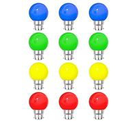 Rêvenergie | Lot de 12 Ampoules LED Décoratives B22 1W - 3 Bleu, 3 Vert, 3 Jaune, 3 Rouge - Éclairage d’Ambiance 300° - Compatible Guirlandes