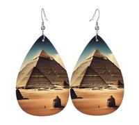 Rêver des pyramides de Khufu Boucles d'oreilles en cuir avec pendentif en forme de goutte, accessoires polyvalents et élégants pour femme.