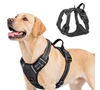 REVER Harnais Chien Anti-Traction XL, Cou 58-89 cm, Poitrail 53-97 cm | Harnais Chien Réfléchissant Confortable et Respirant, Gilet Rembourré Réglable Noir