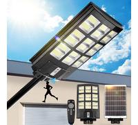 Réverbère solaire Lampe de rue Applique murale extérieure Lampes solaires Led pour extérieur Avec détecteur de mouvement Télécommande 60000lm, 864Leds, Blanc froid 6500k