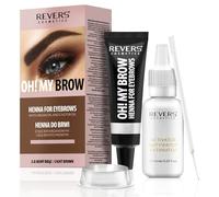REVERS COSMETICS Teinture Sourcil Marron Clair, Formule à base d'Huile d'Argan et d'Huile de Ricin, Résultat Naturel, Dure jusqu'à 4 semaines, 15+ Applicat