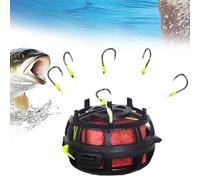 Reverse Bottom Bait Cage Fishing Hook, 360° Floating Bait Cage fis,6-Hook Block Baits Carp Feeder Rig, Bait Cage Trap Fishing Hooks for Freshwater Saltwater-12#