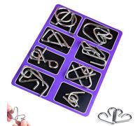 Reverse Thinking Puzzles, Metal Wire Set, Brain Teasers Toy, Metal Puzzle Ring, 2025 New IQ Test Brain Teaser Disentanglement Set, IQ Puzzle Toys for Problem-Solving Skills for Kids & Adult (Purple)