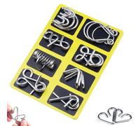 Reverse Thinking Puzzles, Metal Wire Set, Brain Teasers Toy, Metal Puzzle Ring, 2025 New IQ Test Brain Teaser Disentanglement Set, IQ Puzzle Toys for Problem-Solving Skills for Kids & Adult (Yellow)