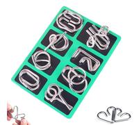Reverse Thinking Puzzles, Metal Wire Set, Brain Teasers Toy, Metal Puzzle Ring, 2025 New IQ Test Brain Teaser Disentanglement Set, IQ Puzzle Toys for Problem-Solving Skills for Kids & Adult (Green)
