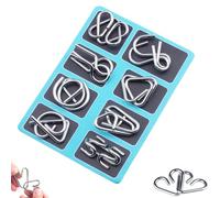 Reverse Thinking Puzzles, Metal Wire Set, Brain Teasers Toy, Metal Puzzle Ring, 2025 New IQ Test Brain Teaser Disentanglement Set, IQ Puzzle Toys for Problem-Solving Skills for Kids & Adult (Blue)