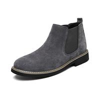 ReverseClock Hommes Daim de Chelsea Bottes En Cuir Cheville Bottes Slip-on Plat Travail Chaussons Chaussette Bottes Casual Chaussures (gris,40,40)