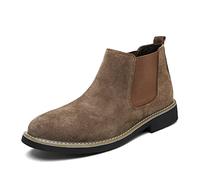 ReverseClock Hommes Daim de Chelsea Bottes En Cuir Cheville Bottes Slip-on Plat Travail Chaussons Chaussette Bottes Casual Chaussures (kaki,39,39)