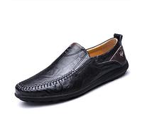 ReverseClock Hommes de Slip Casual sur Mocassins Conduite Chaussures en Cuir Robe Mocassin Pantoufles De Mode de Marche Appartements (Noir,43)
