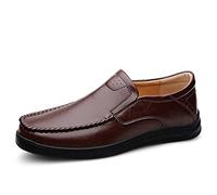 ReverseClock Hommes de Slip Casual sur Mocassins Conduite Chaussures en Cuir Robe Mocassin Pantoufles Marche Bateau Chaussures Appartements (Marron,44)