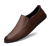 ReverseClock Hommes de Souliers Simple Glissement sur Le Cuir Mocassin de Conduite Chaussures De Mode Léger Bateau Chaussures Doux Appartements (Marron,41)