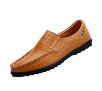 ReverseClock hommes En Cuir Slip-on Mocassins Mode Casual Respirant Chaussures de Conduite (Jaune,43)