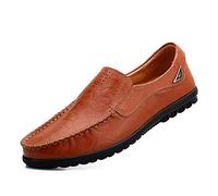 ReverseClock hommes En Cuir Slip-on Mocassins Mode Casual Respirant Chaussures de Conduite (Marron,40)