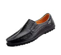 ReverseClock hommes En Cuir Slip-on Mocassins Mode Casual Respirant Chaussures de Conduite (Noir,47)