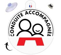 Reversible 2 en 1 Disque Conduite ACCOMPAGNEE et Disque A | Surface REFLECHISSANTE Nuit | Anti VOL & UV | Module Fixe & Ventouse | INDEFORMABLE | Homologue Ø 15 CM | Marque Francaise