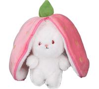 Réversible Bunny Jouet en peluche Jeté Coussin Enfants Doux Cartoon Poupée Remplie d'Animaux Accueil Décoration Fraise 9.8in
