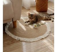 Reversible Cat Scratching Mat,Round Jute Rug with Non Slip Bottom,Washable Pet Scratch Pad for Indoor Cats,Dual Sided Scratch Resistant Carpet (Flower, 100cm)