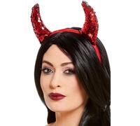 Réversible Sequin Cornes Diable Femmes Accessoire Déguisement Halloween Neuf