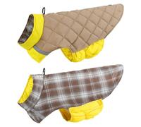 Reversible Warm Comfortable Dog Winter Coat Reflective Waterproof Windproof Pet Clothing for Shiba Inu Poodle Pug,Jaune,M