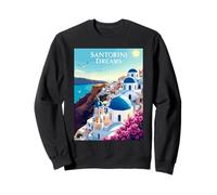 Rêves De Santorini Dômes Bleus Paysage Sweatshirt