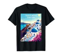 Rêves De Santorini Dômes Bleus Paysage T-Shirt