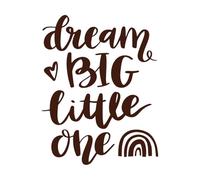 Rêves Grands Petit Arc-en-ciel Crèche Nouveau Bébé Salutations Stickers muraux 40x51.4cm Fourni avec un kit de film de transfert Café