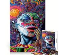 Rêves psychédéliques éclatants Puzzle de Portrait Abstrait surréaliste pour Adultes, 1000 pièces, activité logique et relaxante, Assemblage précis, Cadeau de Noël (38x26cm)