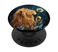 Rêves rugissants avec ce motif lion et pissenlit PopSockets PopGrip Adhésif