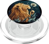 Rêves rugissants avec ce motif lion et pissenlit PopSockets PopGrip pour MagSafe