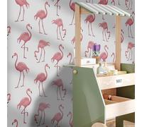 Revetement Adhesif Meuble Flamingo Rose Papier Peint Adhesif Mural pour Chambre Adulte Enfant PVC Waterproof Amovible Décoration Murale Stickers Meuble (38.6x480.6 CM)