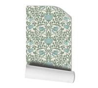 Revetement Adhesif Meuble Floral Vert Élégant Papier Peint Adhesif Mural pour Chambre Adulte Enfant PVC Waterproof Amovible Décoration Murale Stickers Meuble (38.6x320.6 CM)