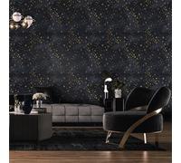 Revetement Adhesif Meuble Or Étoile Noire Papier Peint Adhesif Mural pour Chambre Adulte Enfant PVC Waterproof Amovible Décoration Murale Stickers Meuble (38.6x480.6 CM)