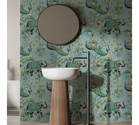Revetement Adhesif Meuble Paon Vert Éléphant Papier Peint Adhesif Mural pour Chambre Adulte Enfant PVC Waterproof Amovible Décoration Murale Stickers Meuble (38.6x480.6 CM)