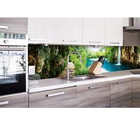 Revêtement adhésif pour mur de cuisine - Motif relaxation dans la forêt - 260 x 60 cm - Film adhésif - Qualité supérieure